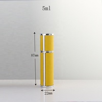 Botol Parfum Kaca Isi Ulang Mini 5ml 10ml Bulat, Portable, Bahan Kulit PU, Semprotan Ulir, Bagian Bawah Dapat Dilepas