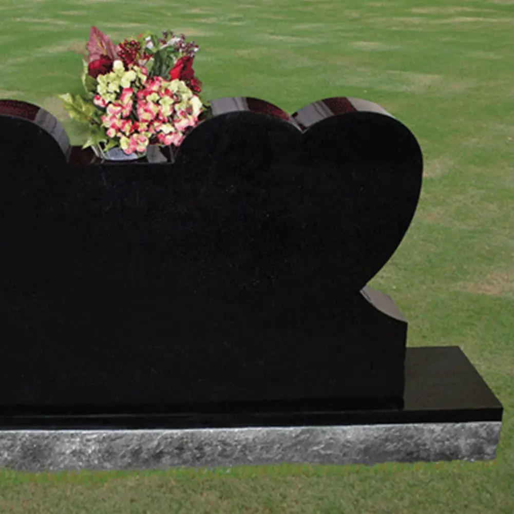 Çift mezar taşı siyah granit mezar taşı kalp şekli mezar taşı tasarımları