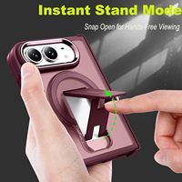 Groothandel Matte Hybride Shell Kickstand Magnetische Ring Metalen Camera Frame Stootbestendige Beschermhoes voor iPhone Duo