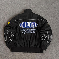 Vestes de course noires personnalisées pour hommes, logos brodés, patchs, vêtements de sport automobile, fabricant de vêtements OEM, marque privée, usine