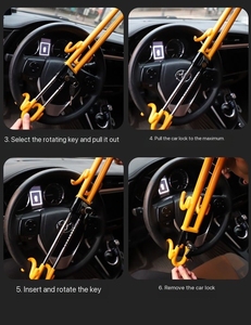 Sarı Çelik U-şekilli Araba Direksiyon Kilidi Araba Güvenliği 3 Anahtar Kamyonlar, SUV'ler, Vanlar, RV'ler için Emniyet Kemeri Kilidi İçerir - Product Image 6