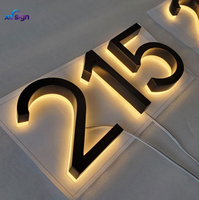 Plaque de numéro de maison en acier inoxydable rétroéclairée par LED 3D, lumière blanc chaud, transformateur inclus, compatible HomeKit, pour la décoration de porte d'hôtel ou de maison