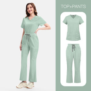 Uniformes Médicos de Manga Corta para Hombre y Mujer, Tallas Grandes, Uniformes de Enfermera y Doctor, Cuello en V, Poliéster, Ropa de Trabajo para Técnicos de Clínica, Venta al Por Mayor - Product Image 2