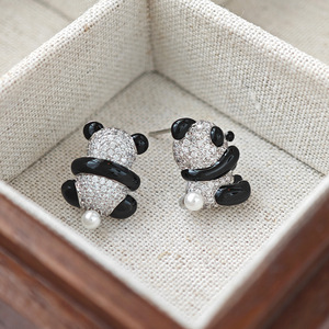 Pendientes de Panda Lindos y a la Moda, Plata de Ley 925, Pendientes Asimétricos para Mujer - Product Image 5