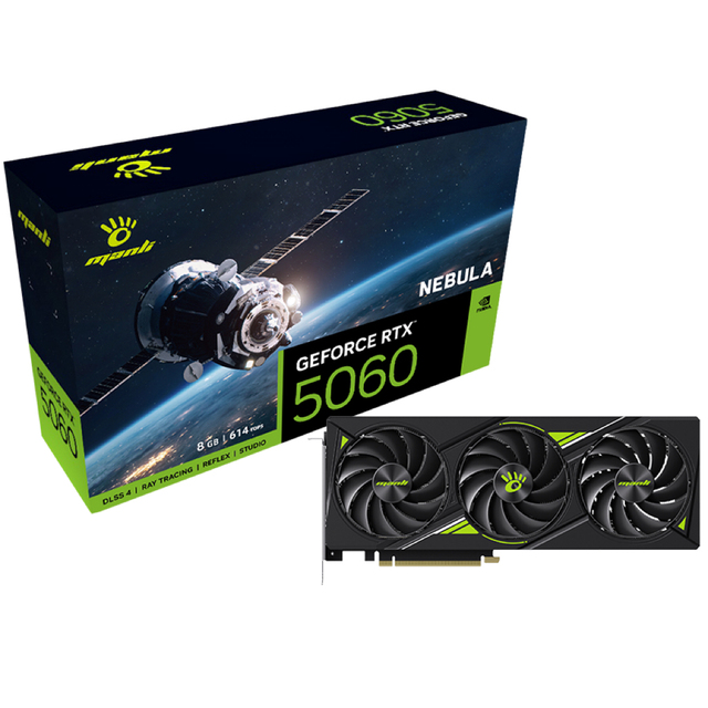 New Manli Nebula GeForce RTX 5060 8GB OC GDDR7 Graphics Card Gaming GPU Video Card RTX5060 Triple Fans Gaming Desktop