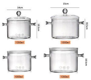 Wholesale Modern Eco-Friendly High Borosilicate Glass Cooking <strong>Pot</strong> with Double Handles Glass Lid for Gas <strong>Induction</strong> <strong>Stoves</strong> - Product Image 2