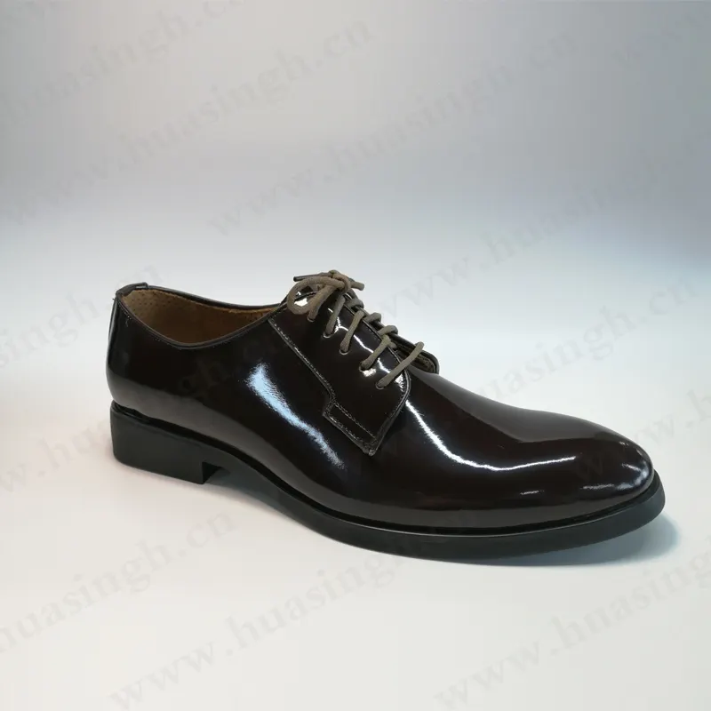 LLJ, high glossy brown leather wrinkle resistant office shoes lace up business party men tuxedo shoes HSA025