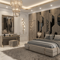 Cadre de lit King Size en acier inoxydable avec base en cuir, tête de lit haute, cadre de lit capitonné, lit à baldaquin, ensembles de chambre à coucher
