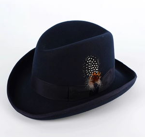 A111802 Chapeau Homburg Jazz en feutre 100% laine avec ruban et plume, unisexe, décontracté, toutes saisons - Product Image 4