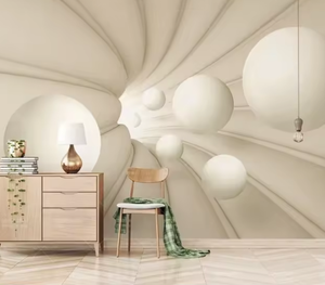 Surreale futuristico geometrico cubo bianco Peel and Stick carta da parete murale <span class=keywords><strong>con</strong></span> cielo e nuvola sfondo carta da parati per camera da letto - Product Image 3