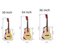 30 Inch Acoustic Guitar Rounded Body Basswood String Acoustic Guitar