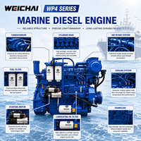 Moteur diesel de propulsion marine à démarrage électrique série WP4 Weichai pour navires de navigation intérieure et bateaux de pêche