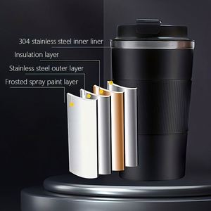 Gobelet isotherme en acier inoxydable 12oz 17oz, tasse de bureau à double paroi isolée, avec couvercle, réutilisable pour boissons chaudes/froides, maintien thermique 12-24h - Product Image 4