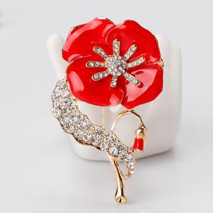 Broche en cristal de fleur de pavot de la <span class=keywords><strong>reine</strong></span> britannique, épingles de mode, émail rouge, cadeau du jour du souvenir britannique - Product Image 4