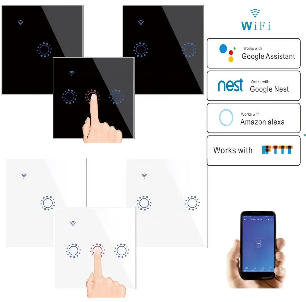 Wi-Fi сенсорная Стеклянная Панель Умный домашний настенный выключатель с дистанционным управлением