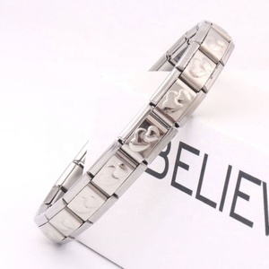 Hot Selling <b>Men's</b> Italian Charms Bracelet Elastic Stainless Steel Gold Plated Double Hearts Fashion <b>Bangles</b> - Product Image 5