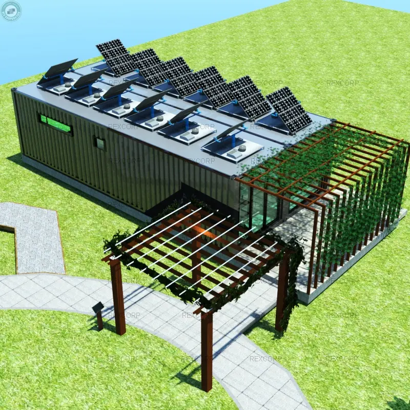 Luxus Modulare Geändert Verschiffen Container Haus Solar Powered 40 fuß Container Haus mit Pergola