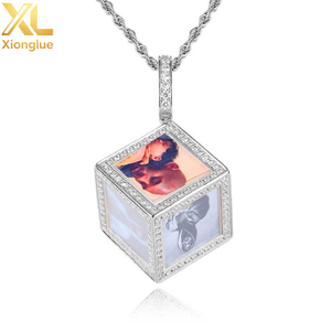 Hip Hop Personalized Zircon Copper 18K Gold Plated Custom Memory <b>Cube</b> <b>Photo</b> Pendant Necklace-Gift - Product Image 2