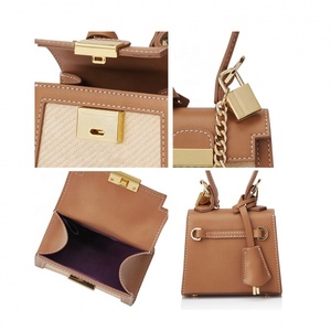 Bolsos de mano de estilo Retro para mujer, bolsas de mano de lona de paja vegana de cuero, Mini bolsas cruzadas con logotipo personalizado, 2023 - Product Image 3