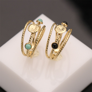 Toptan <span class=keywords><strong>Boho</strong></span> Altın Paslanmaz Çelik Su Geçirmez Kadınlar İçin Düğün Nişan Zirkonyum Taşlı Yüzükler - Product Image 2