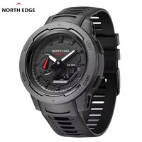 NORTH EDGE Mars3 Jam Tangan Digital Olahraga Modis Jam Tangan LED Waktu Dunia Jam Tangan Tahan Air untuk Pria Stopwatch Olahraga Luar Ruangan Alarm