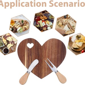 Mini Tabla de Charcutería de Madera de Acacia en Forma de Corazón, Juego de Cuchillos para Queso, Recuerdo para Despedida de Soltera, Caja de Regalo de Agradecimiento - Product Image 2