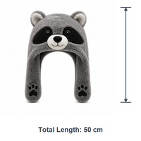 Topi Raccoon Berbulu dengan Masker Wajah & Penutup Telinga |   Topi Musim Dingin Boneka Hewan Lembut Custom Grosir OEM