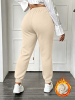 Pantalon de jogging d'hiver chaud pour femme, doublé polaire, avec cordon de serrage, taille élastique, coupe ample, avec poches