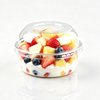 Gobelet à salade transparent en PET avec couvercle en dôme, gobelet jetable pour desserts et fruits avec couvercle, qualité alimentaire, vente en gros, personnalisable, OEM, pour la vente au détail, les supermarchés et les fêtes