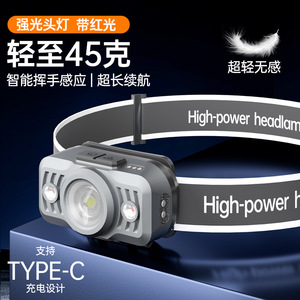 High Power Rechargeable Headlamp Led 2000 MAh <b>Battery</b> Tilting Adjustable For Outdoor Fishing Emergency Use - Product Image 4