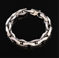 Bracelet à maillons géométriques en acier inoxydable pour hommes, largeur 11 mm, longueur 21 cm, bracelet à maillons épais tendance, fermoir rabattable, vente en gros
