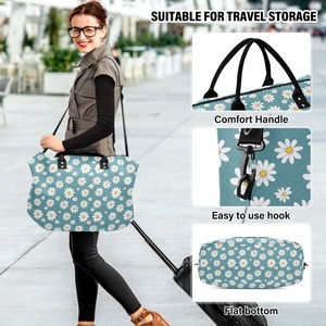 High Quality Daisy Flower Duffel Sports <b>Training</b> Gym <b>Bags</b> Set Custom Print Travel Leisure Fitness Gym <b>Bag</b> and Cosmetic Pouch - Product Image 6