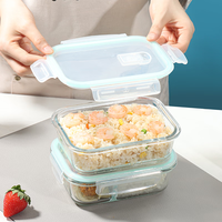 Boîtes à lunch en verre borosilicate écologiques, compatibles micro-ondes, avec couvercle en PP anti-fuite, préservation de la fraîcheur, hermétiques et réutilisables