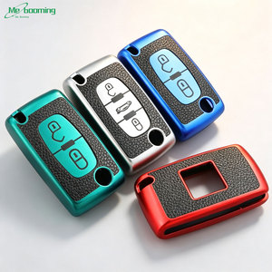 Housse de protection pour clé de voiture en cuir TPU à 2 ou 3 boutons pour Citroën C2 C3 C4 Picasso Xsara Berlingo <span class=keywords><strong>C5</strong></span> C6 C8 et télécommande Peugeot - Product Image 1