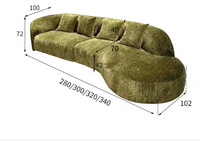 Canapé moderne en forme de lune, style nordique, tissu chenille crème, canapé modulaire, pieds en bois, style minimaliste italien, salon