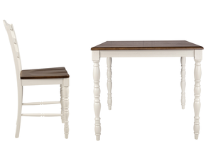 5 Piece Counter-Height <b>Dining</b> Set with Oak <b>Top</b> <b>Table</b> and 4 Ladder Back Chairs - Product Image 5