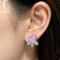 Boucles d'oreilles en forme de cœur rose, diamant cultivé en laboratoire certifié IGI, bijoux personnalisés pour femmes, or massif 9k 10k 14k 18k