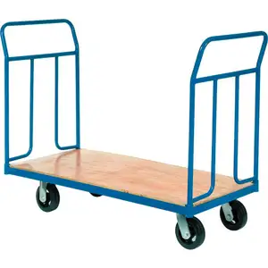 Wood Deck Platform Truck 6" Mold-On Rubber Wheels 2400 Lb. Capacity