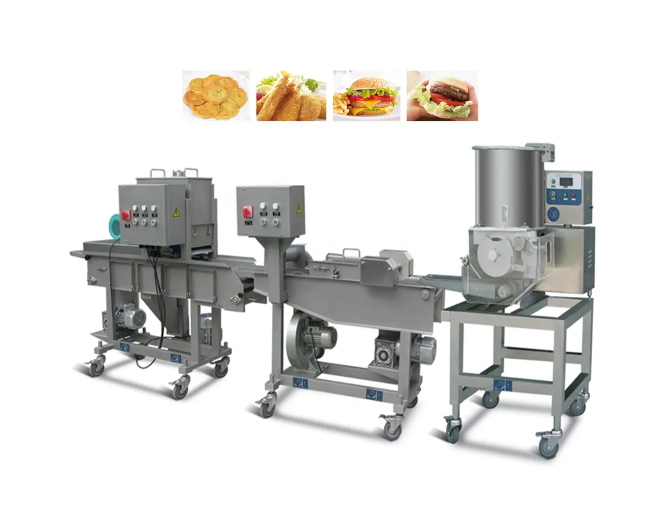 स्वचालित मांस केक उत्पादन लाइन चिकन सोने की डली उत्पादन लाइन का पूरा सेट