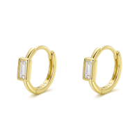 Boucles d'oreilles créoles petites en argent 925 plaqué or 14 carats avec zircone cubique pour femme, 10mm 12mm 14mm, boucles d'oreilles cartilage tendance pour femme
