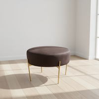Pouf ottoman moderne de luxe avec pieds en métal, chaise de salle à manger en velours coloré pour restaurant, hôtel, café, villa