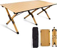Table pliante d'extérieur en alliage d'aluminium, surface enroulable, portable, pour pique-nique familial et camping, vente en gros