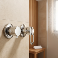Robinet de douche thermostatique moderne en laiton avec diviseur d'eau dissimulé à quatre voies, finition chrome poli, pour salle de bain de luxe et hôtel