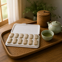 Boîte d'emballage biodégradable en fibre de pulpe de bagasse pressée à sec pour café, thé et produits agricoles