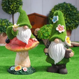 Elf gnomeソーラーガーデンナイトライトアメリカンデコレーションヴィラレイアウト屋外ガーデン新しい植毛樹脂工芸品