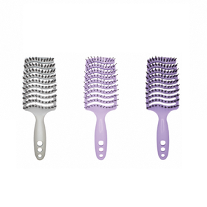 Brosse à cheveux en nylon et poils de sanglier, poignée en caoutchouc antidérapante, démêlage doux pour usage domestique - Product Image 4