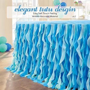 <span class=keywords><strong>Gonna</strong></span> da tavolo in tulle arricciato effetto salice, impermeabile, stile americano, su misura, per tavoli rettangolari o rotondi, 6FT - Product Image 3