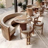 Ensemble de tables et fauteuils de restaurant commercial, table de salle à manger en pierre de roche, table de café de qualité supérieure, personnalisable.