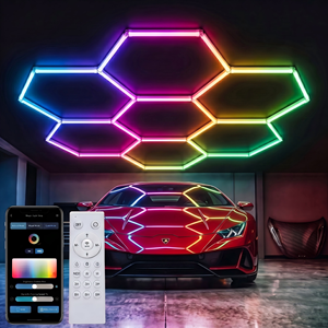 Luminaires de plafond LED hexagonaux modernes en forme de nid d'abeille pour garage, salon de coiffure, atelier de detailing automobile - Product Image 1