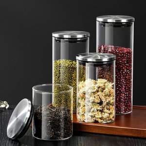 Vente en gros de bocaux hermétiques en verre bocaux de stockage de <span class=keywords><strong>cuisine</strong></span> de qualité alimentaire bocaux en verre avec couvercle en acier inoxydable - Product Image 4